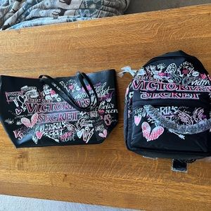 Vs Backpack Black Graffiti travel tote BACKPACK graffiti 2018 fashion show RARE